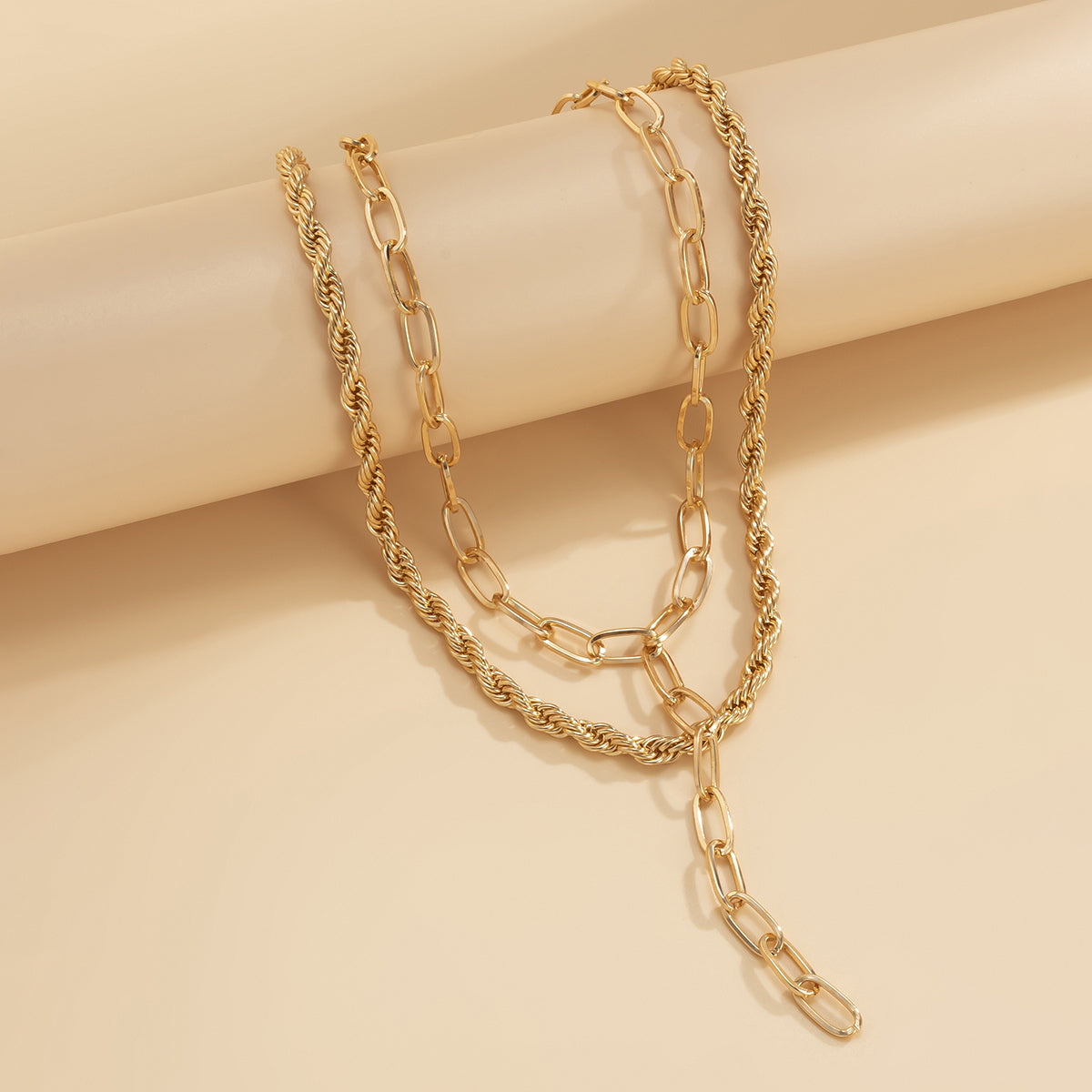 Exquisite 18K gold-plated chain link drop necklace set, featuring a sleek gold chain that enhances your jewelry collection.