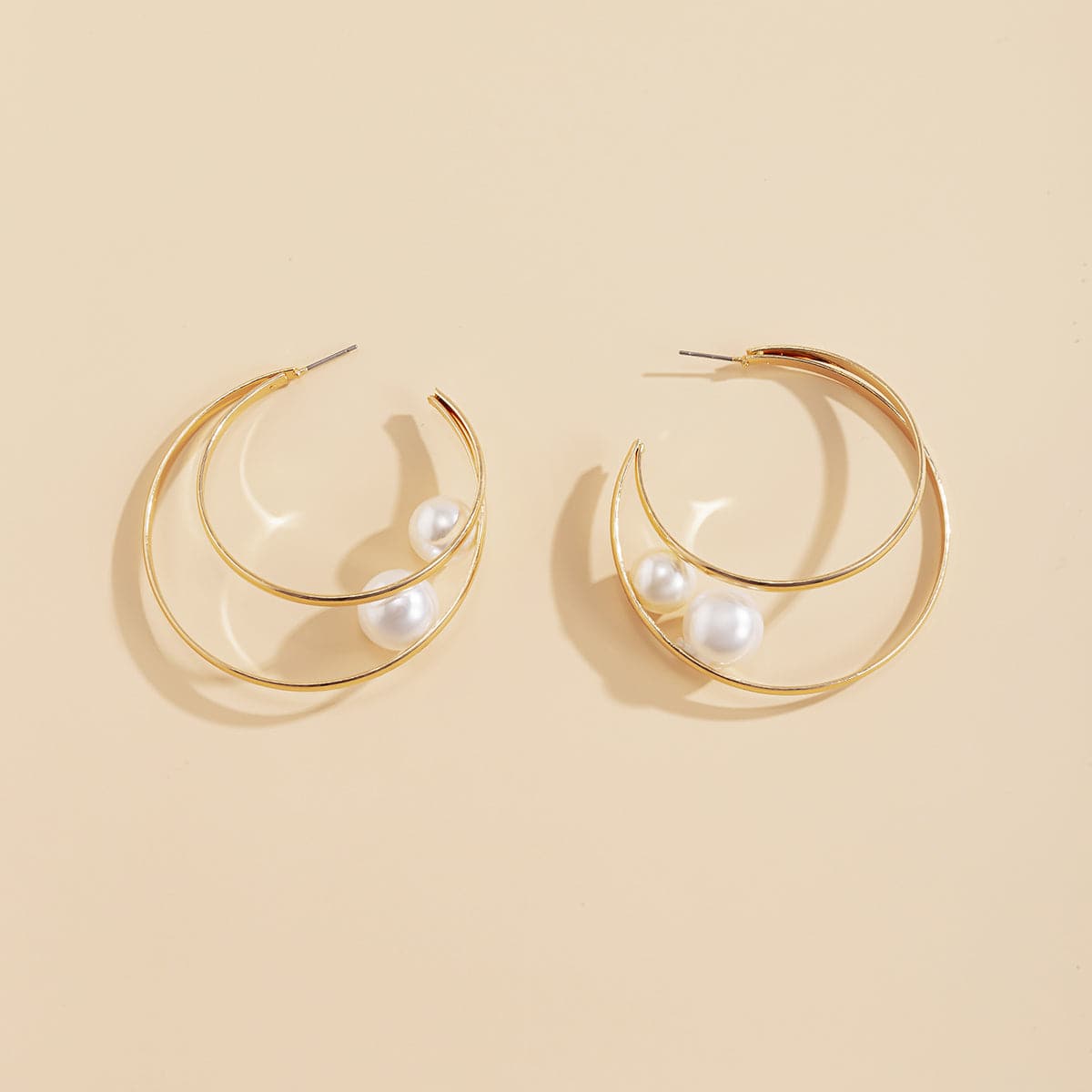 Pearl & 18K Gold-Plated Layered Hoop Earrings