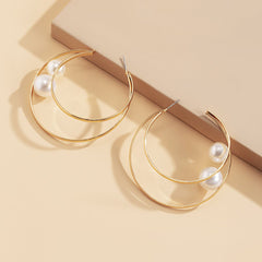 Pearl & 18K Gold-Plated Layered Hoop Earrings