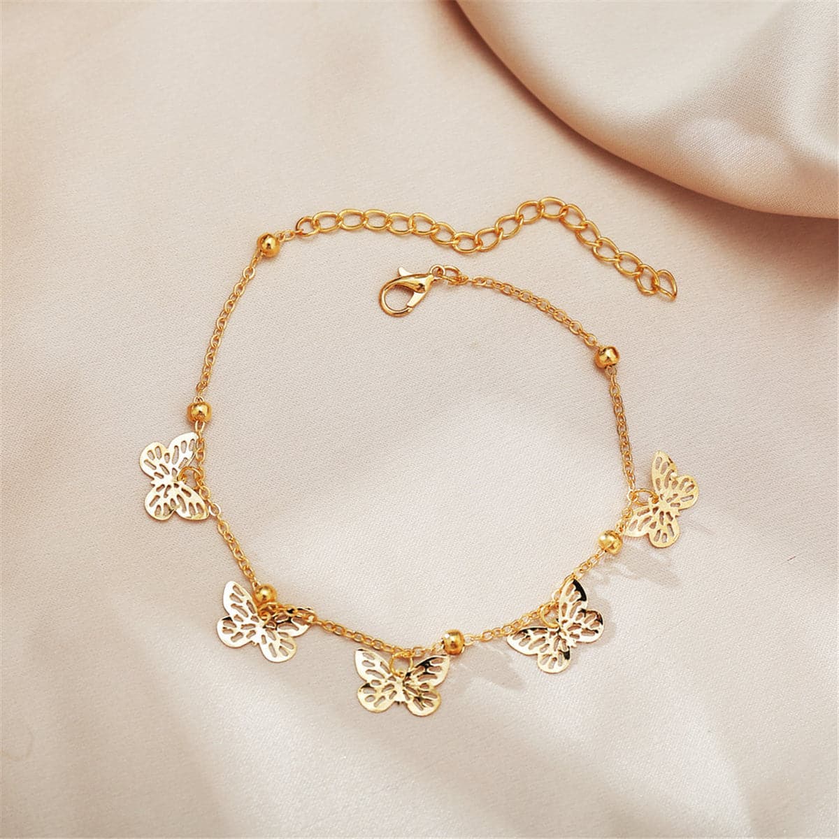 18K Gold-Plated Butterfly Station Anklet