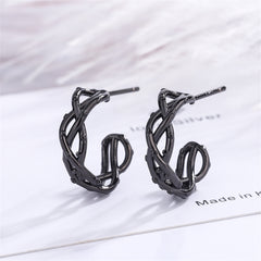 Black Twisted Huggie Earrings