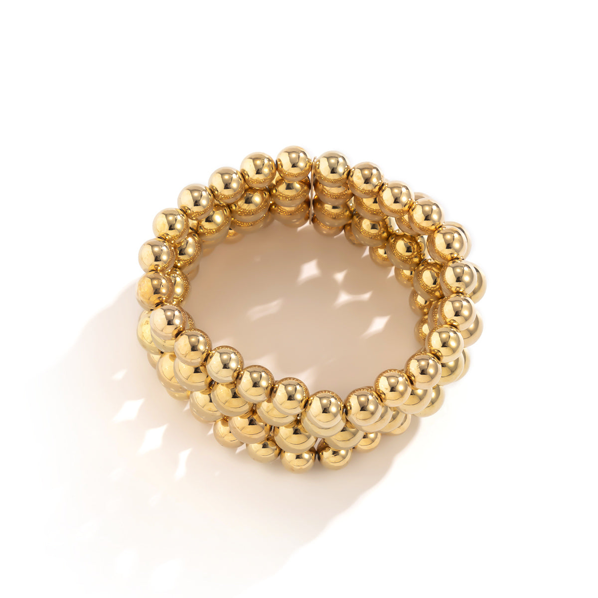 18K Gold-Plated Bead Layered Stretch Bracelet