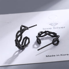 Black Twisted Huggie Earrings