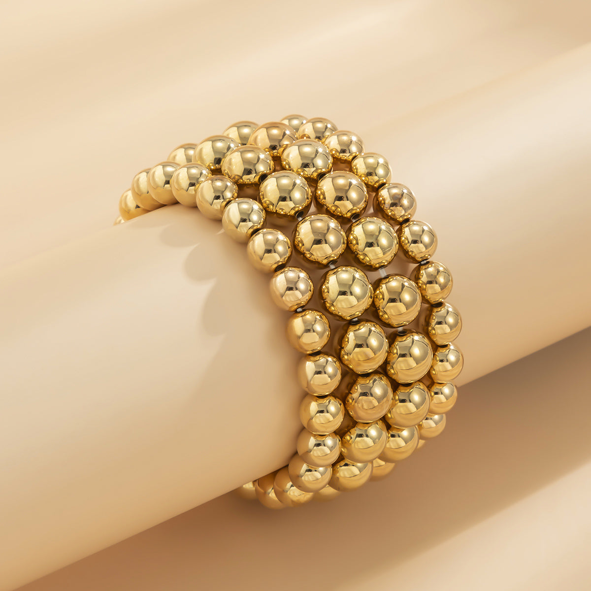 18K Gold-Plated Bead Layered Stretch Bracelet