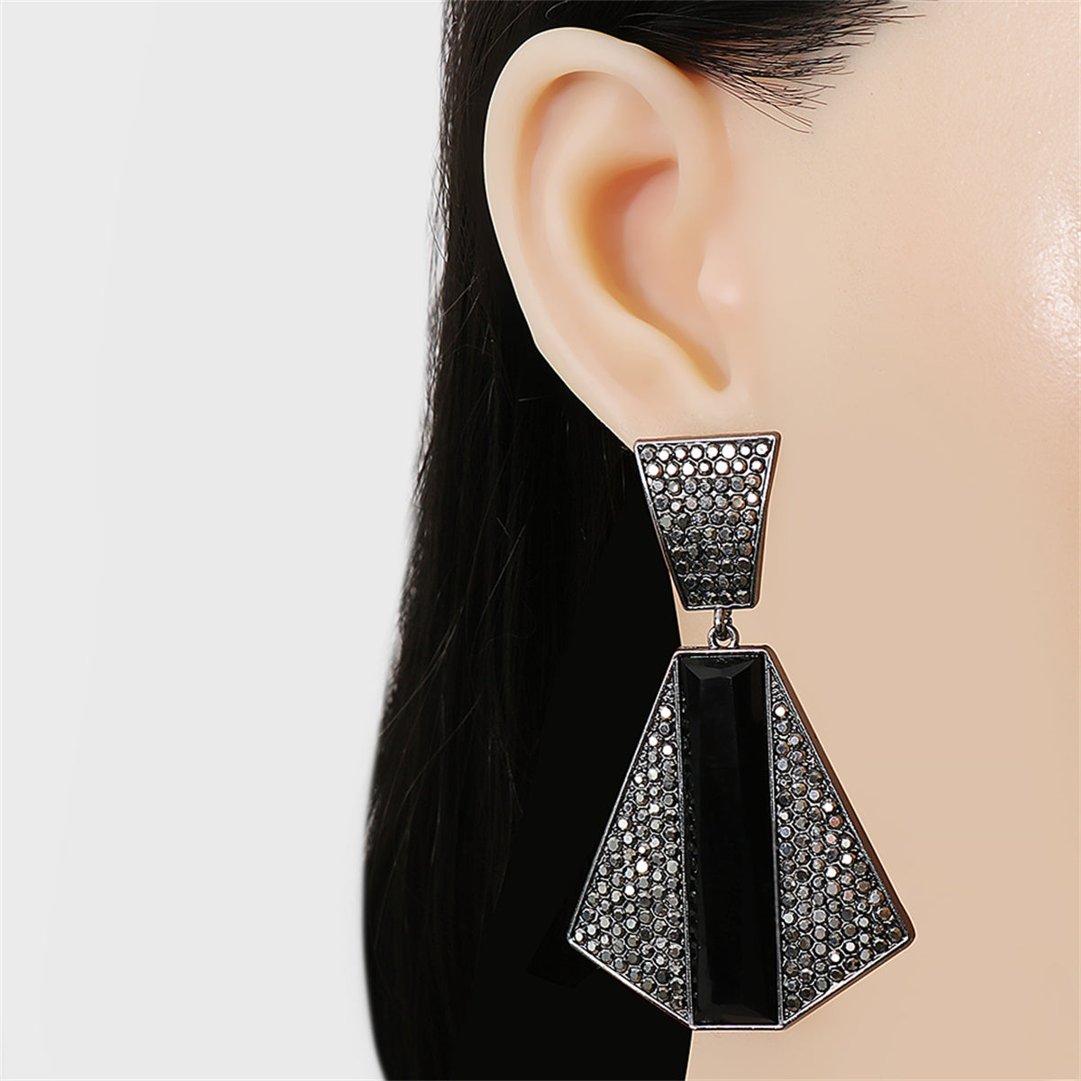 Cubic Zirconia & Crystal Geometric Drop Earrings