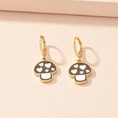 Brown & White Mushroom Huggie Earrings