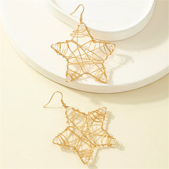 Cubic Zirconia & 18K Gold-Plated Openwork Star Drop Earrings