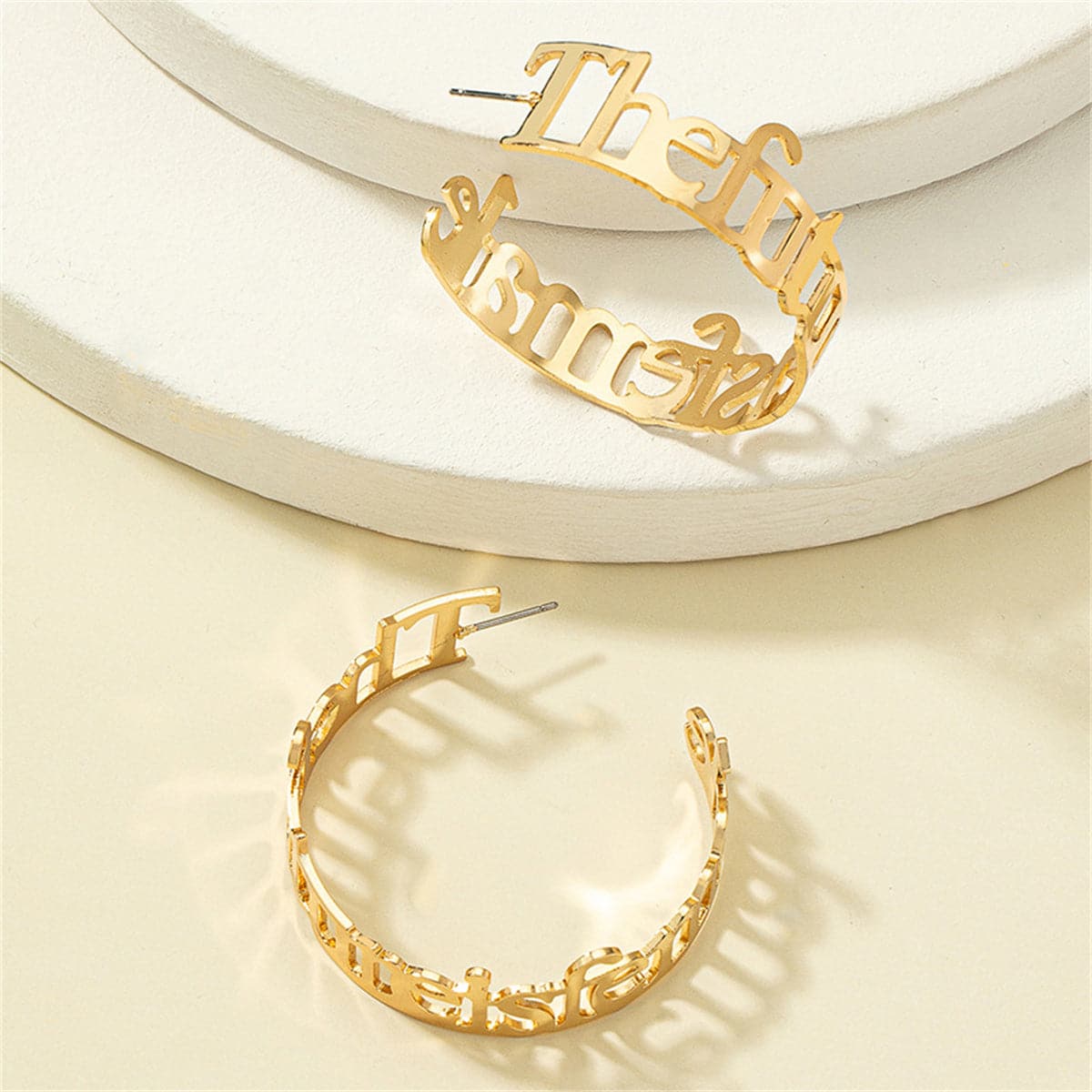 18K Gold-Plated 'The Future Female' Open-Hoop Drop Earrings