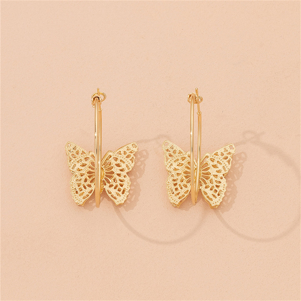 18K Gold-Plated Filigree Butterfly Hoop Earrings