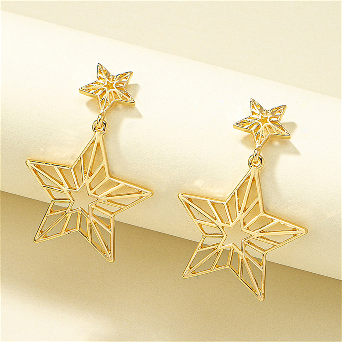 18K Gold-Plated Openwork Star Drop Earrings