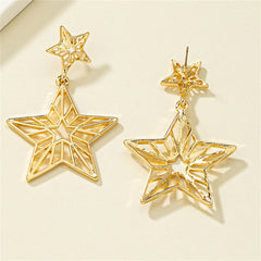 18K Gold-Plated Openwork Star Drop Earrings