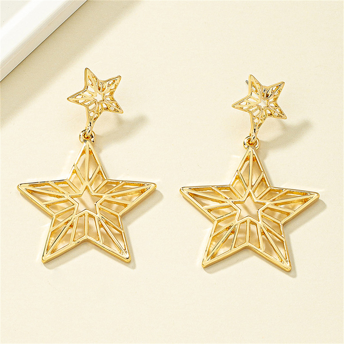 18K Gold-Plated Openwork Star Drop Earrings