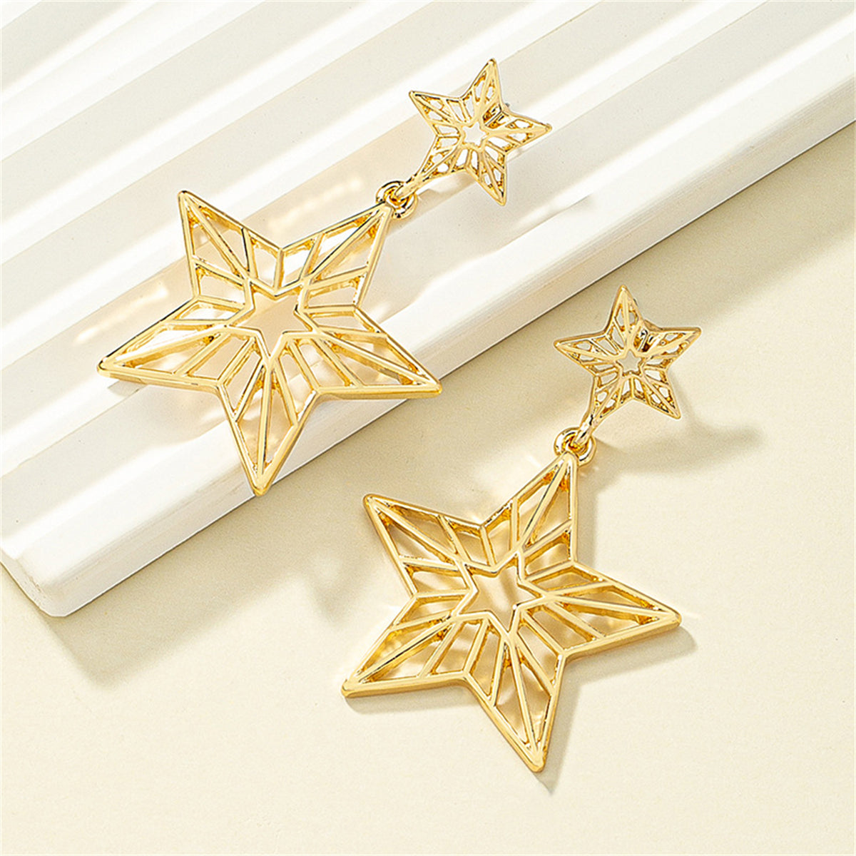 18K Gold-Plated Openwork Star Drop Earrings