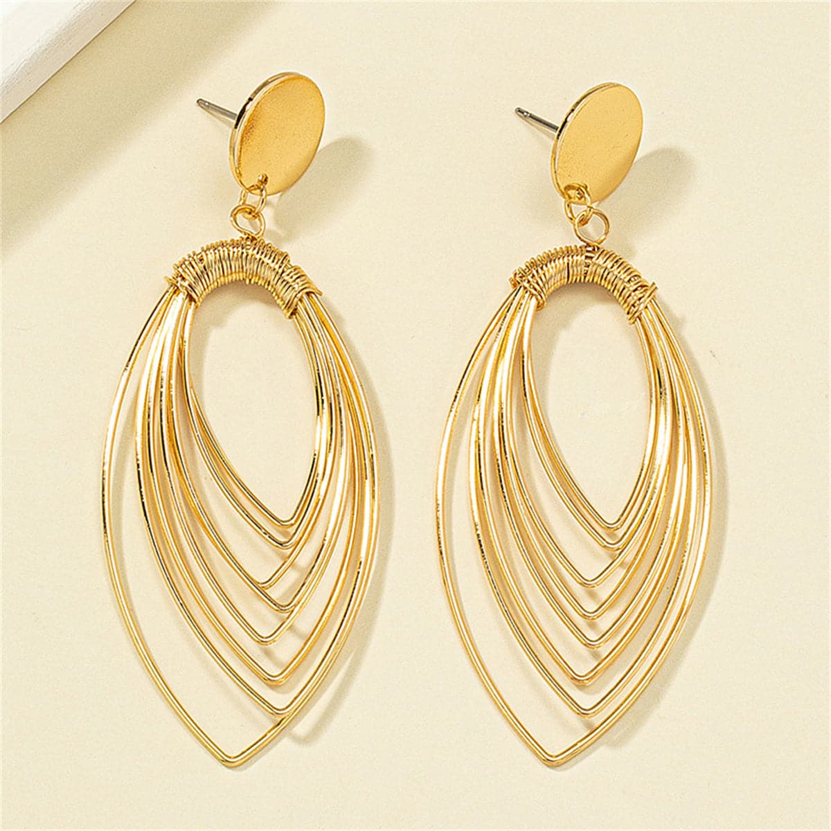 18K Gold-Plated Stacked Oval Drop Earrings