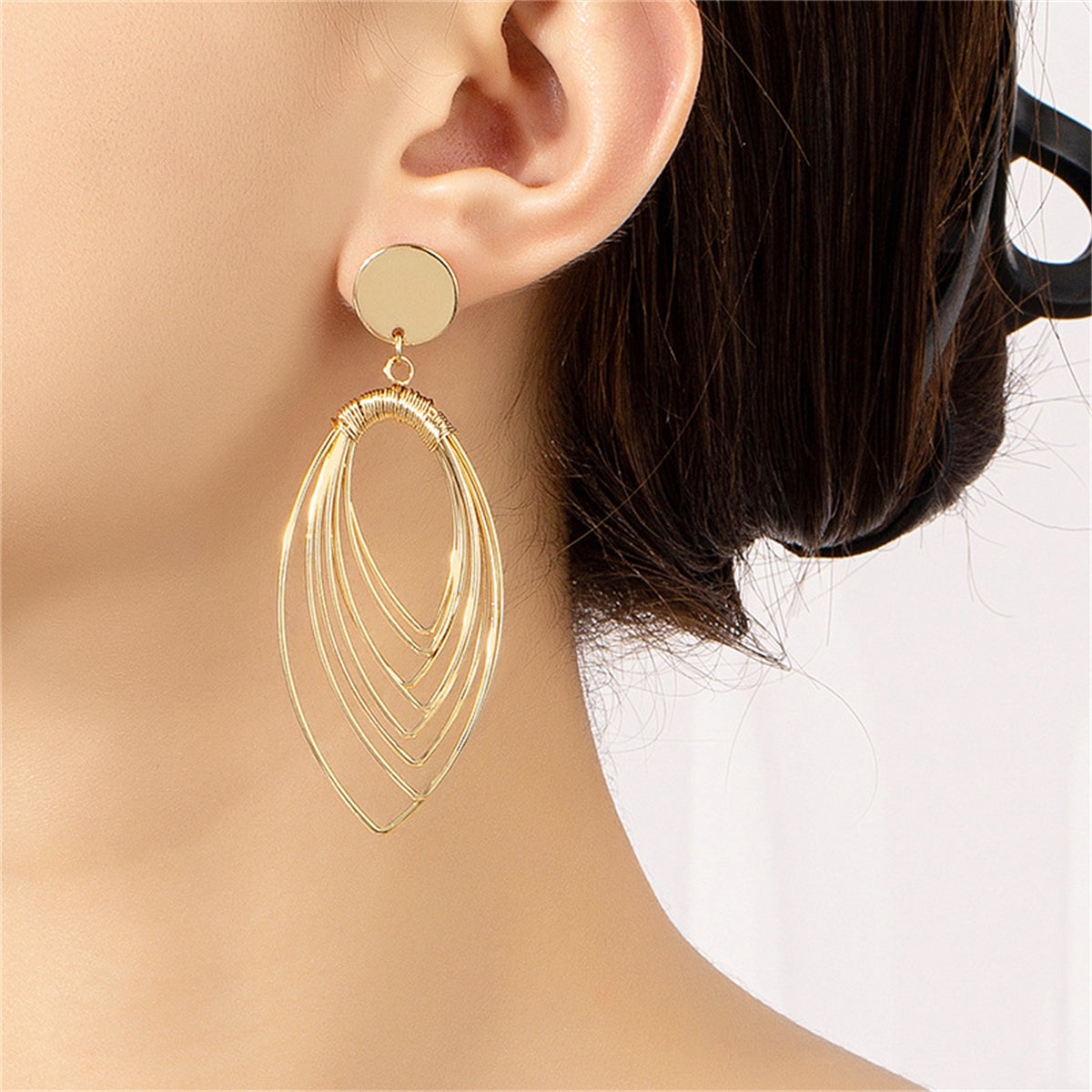 18K Gold-Plated Stacked Oval Drop Earrings