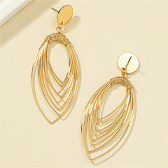 18K Gold-Plated Stacked Oval Drop Earrings