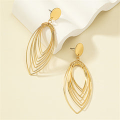 18K Gold-Plated Stacked Oval Drop Earrings