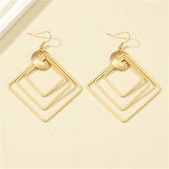 18K Gold-Plated Large Stacked Rhombus Drop Earrings