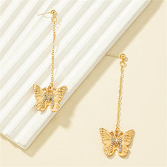 Cubic Zirconia & 18K Gold-Plated Butterfly Drop Earrings