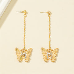 Cubic Zirconia & 18K Gold-Plated Butterfly Drop Earrings