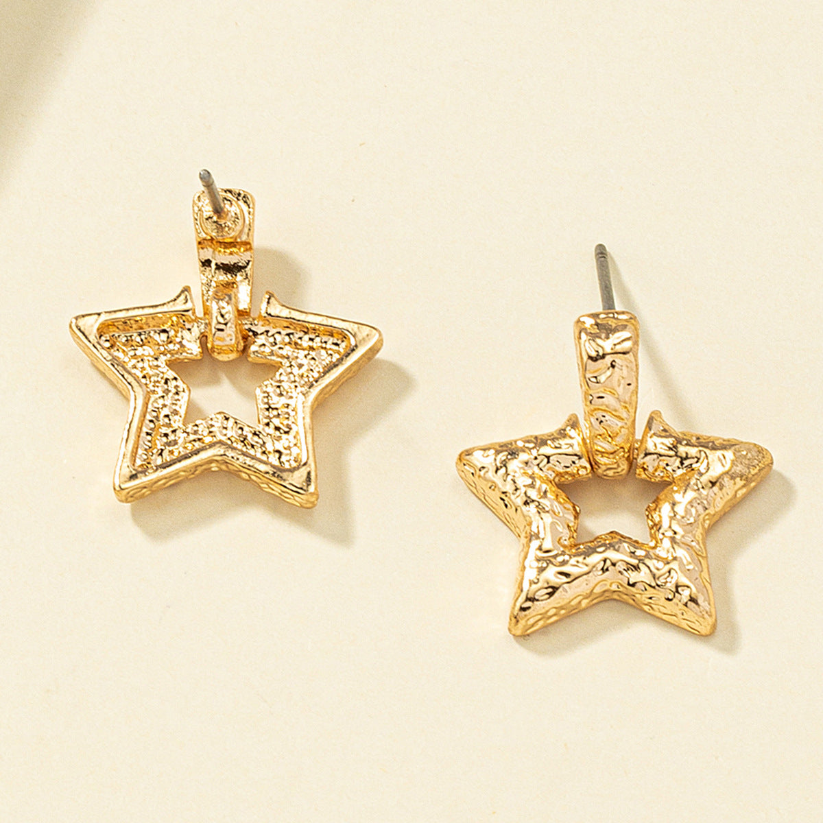 18K Gold-Plated Textured Star Drop Earrings