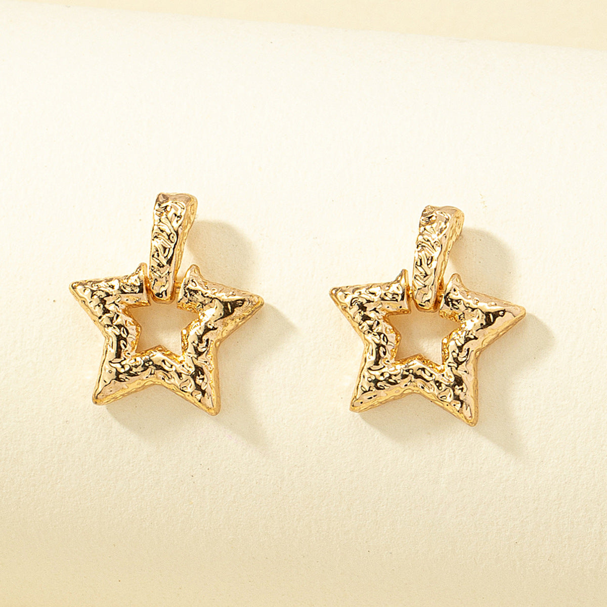 18K Gold-Plated Textured Star Drop Earrings