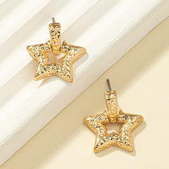 18K Gold-Plated Textured Star Drop Earrings