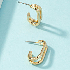 18K Gold-Plated Oval Huggie Earrings