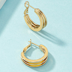 18K Gold-Plated Layered Huggie Earrings