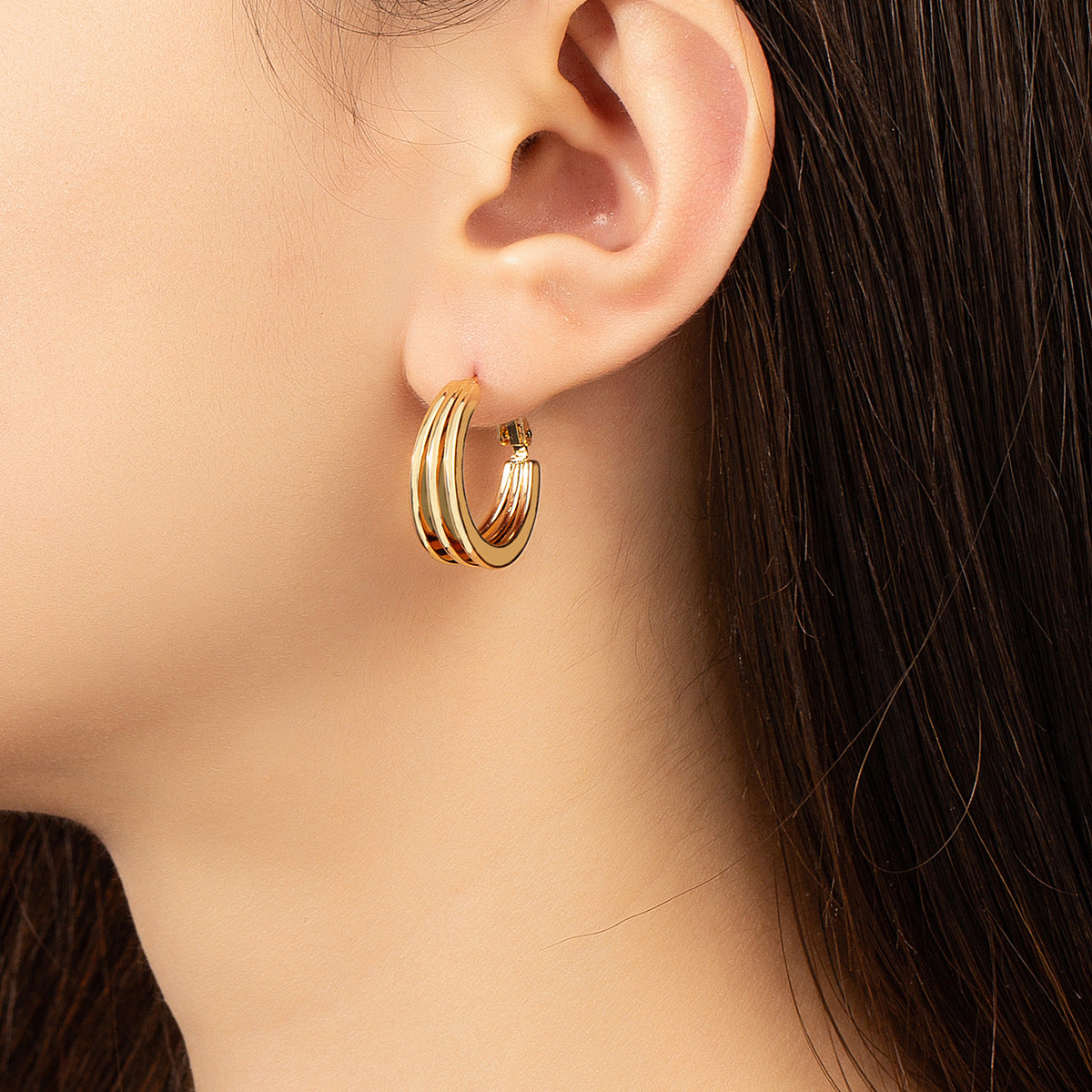 18K Gold-Plated Layered Huggie Earrings