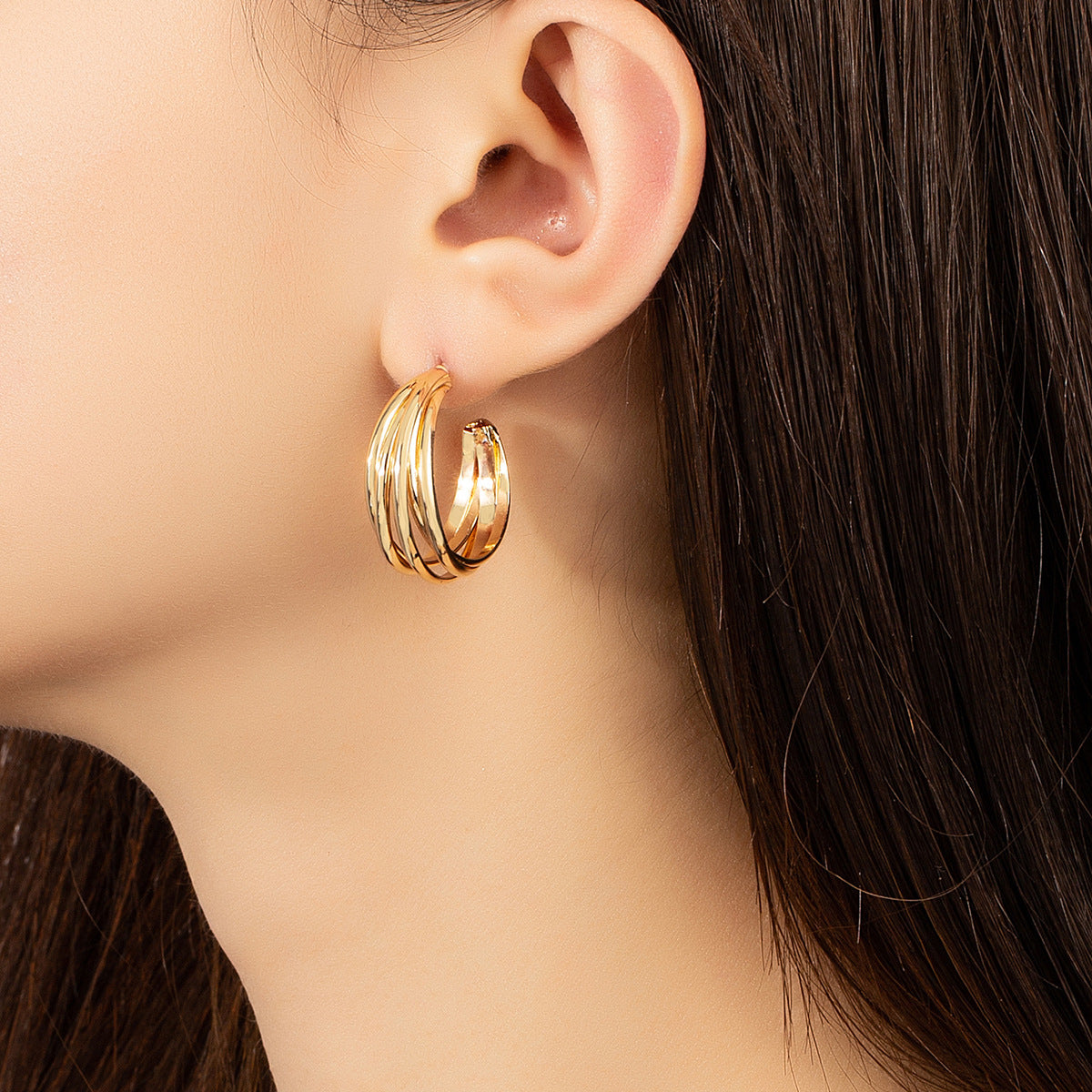 18K Gold-Plated Layered Huggie Earrings