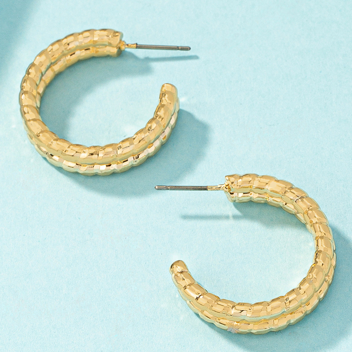 18K Gold-Plated Layered Twine Huggie Earrings