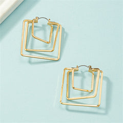 18K Gold-Plated Layered Square Leverback Earrings