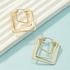 18K Gold-Plated Layered Square Leverback Earrings