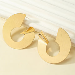 18K Gold-Plated Round Upturned Edge Drop Earrings