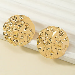 18K Gold-Plated Hamerred Round Stud Earrings