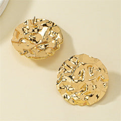 18K Gold-Plated Hamerred Round Stud Earrings