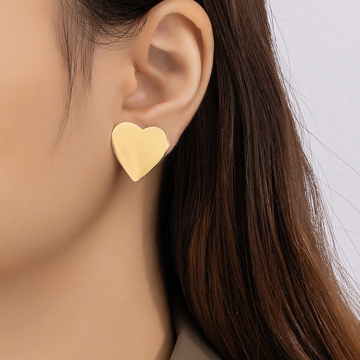 18K Gold-Plated Heart Clip-On Stud Earrings