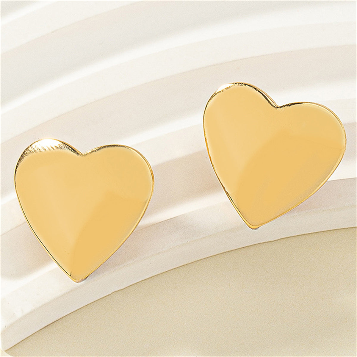 18K Gold-Plated Heart Clip-On Stud Earrings