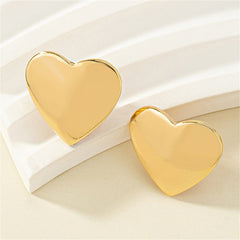 18K Gold-Plated Heart Clip-On Stud Earrings