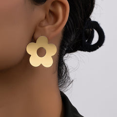 18K Gold-Plated Open Flower Stud Earrings