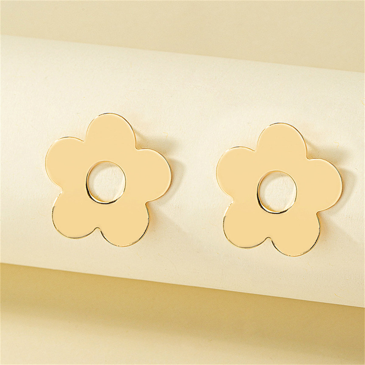 18K Gold-Plated Open Flower Stud Earrings