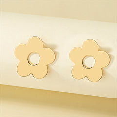 18K Gold-Plated Open Flower Stud Earrings