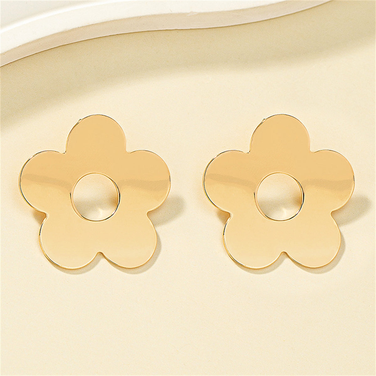 18K Gold-Plated Open Flower Stud Earrings