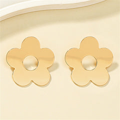 18K Gold-Plated Open Flower Stud Earrings