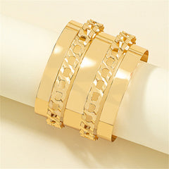 18K Gold-Plated Figaro Layered Wrap Cuff