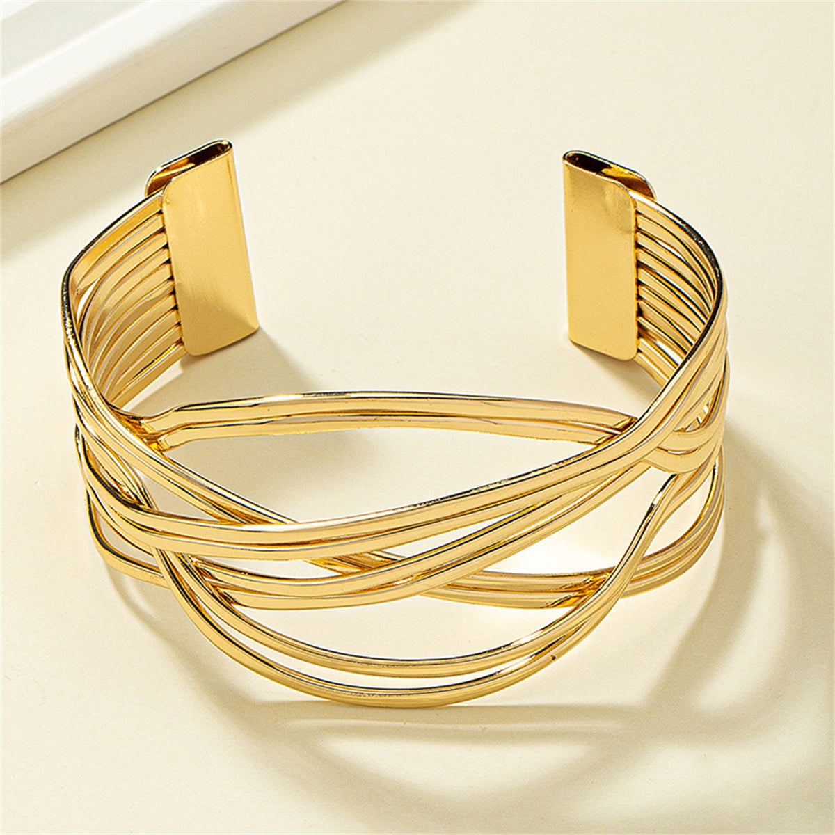 18K Gold-Plated Crossing Lines Cuff