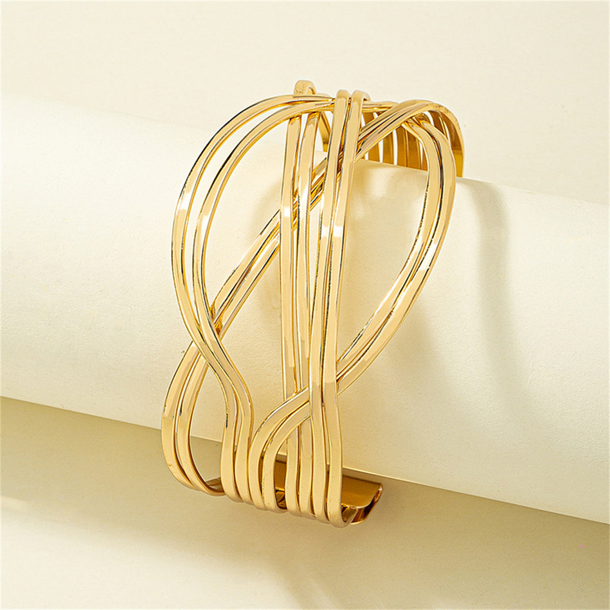 18K Gold-Plated Crossing Lines Cuff