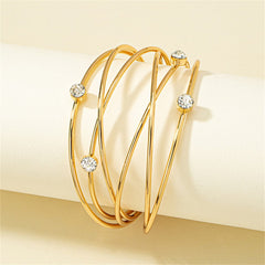 Cubic Zirconia & 18K Gold-Plated Layered Cuff