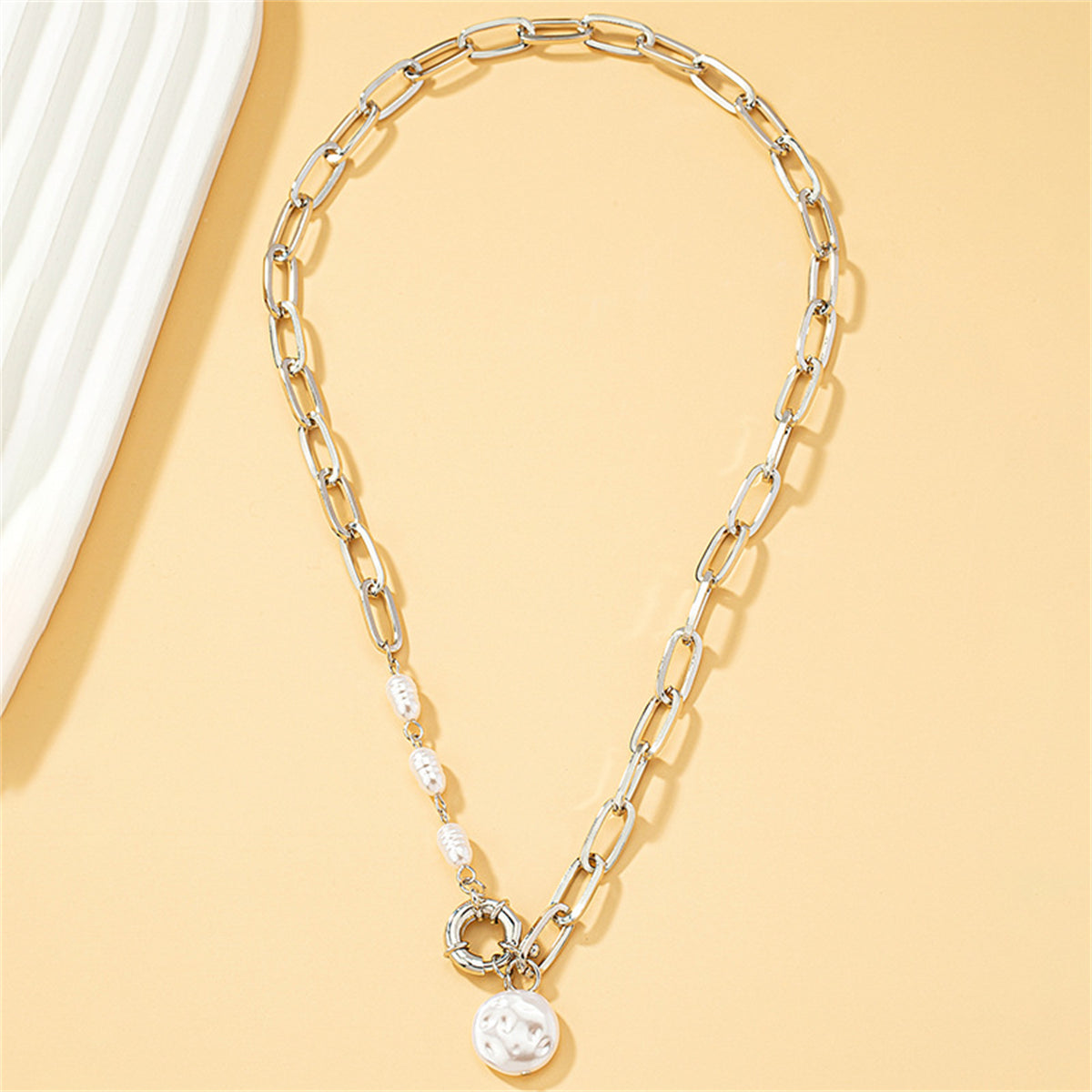 Pearl & Silver-Plated Pendant Necklace